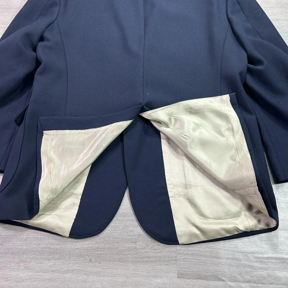 Stanley Blacker Blazer Mens 44 Navy‎ Blue Gold Two Button Sport Coat Jacket